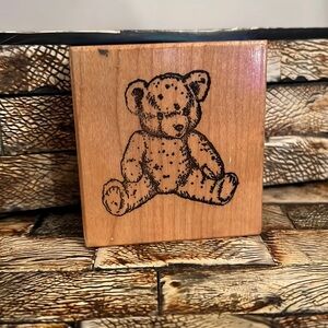 Vintage RARE Teddy Bear PSX Rubber Stamp Stuffed Animal Wood Mounted